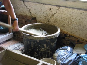 Mixing raw clay