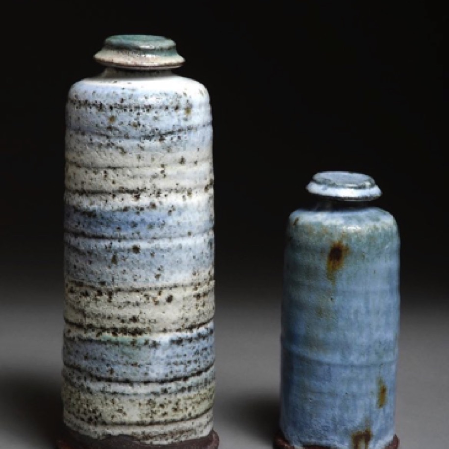 #37, Bottles w/lid. Flasker med top  H 29 cm H 20 cm