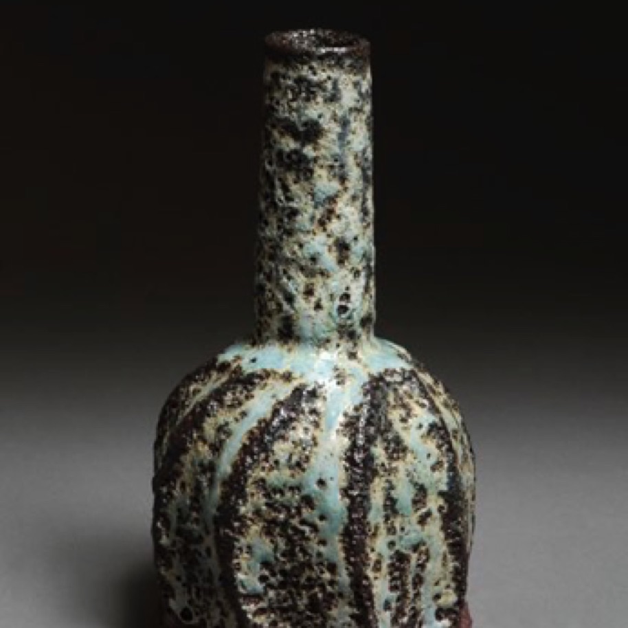 #34 Bottle with facettes. Flaske med facetter , H 20 cm