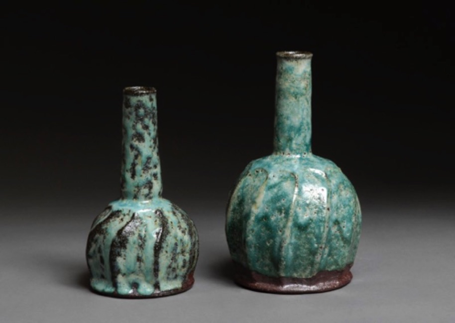  #35 Two bottles with facettes. Flasker med facetter, (S), H 22 cm